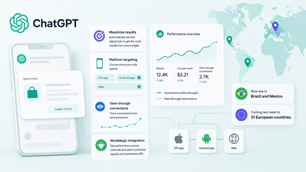 ChatGPT Ads lança lance automático e segmentação em plataformas no Brasil e México