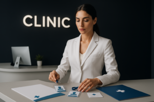 Cena ilustrativa com profissionais de saúde: Médicos: como organizar sua identidade profissional e vínculo com a clínica conforme normas do CFM