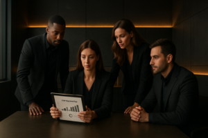 Cena ilustrativa com profissionais de saúde: Migração de CRM: modernize automação e IA na clínica